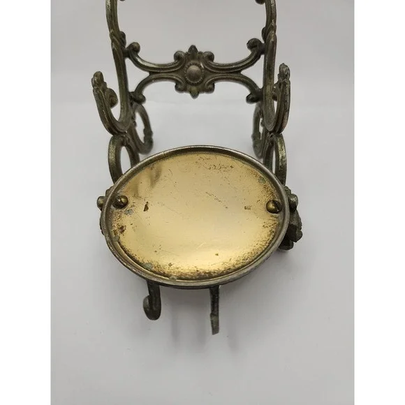 VINTAGE Made in Occupied Japan Brass Tea Cup Display Saucer‎ and Spoon Holder